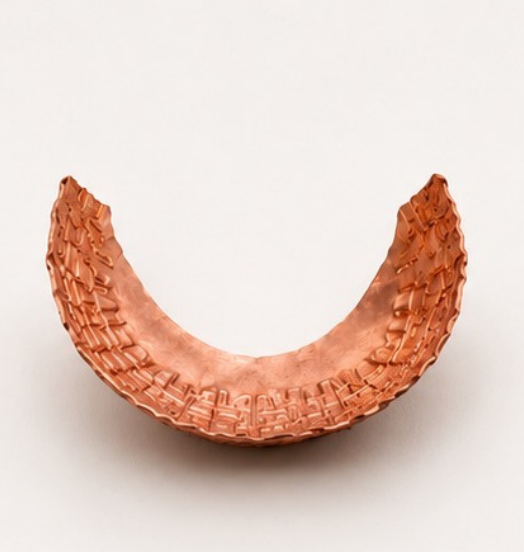 Curved chased copper basket section