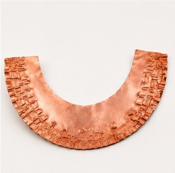 Flat chased copper basket section