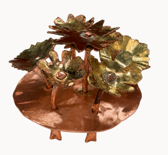 Brass flower arrangement detail