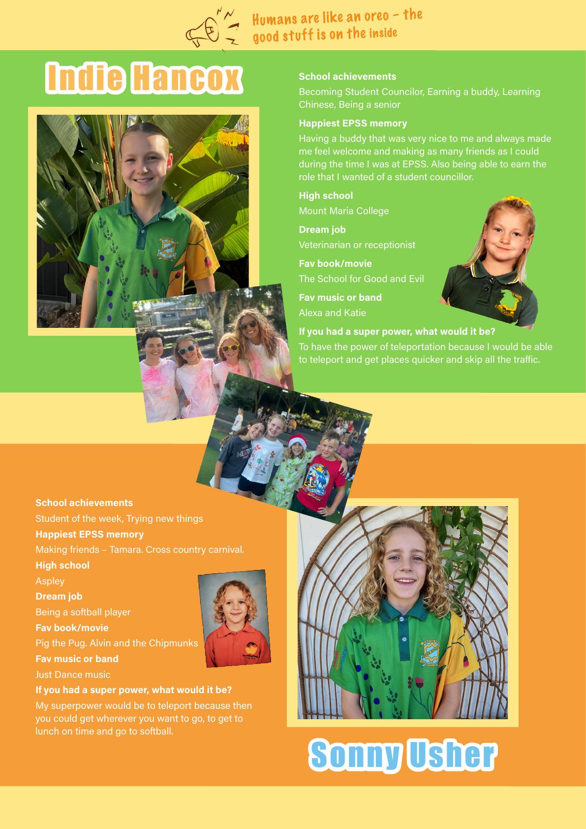 Student profile yearbook page
